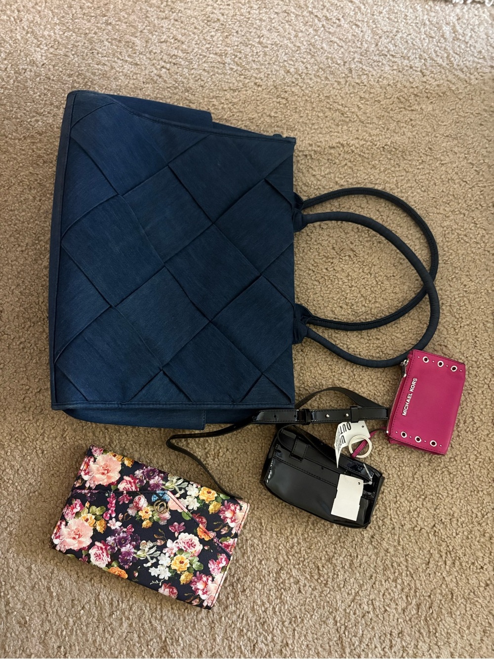Navy Woven Tote Bag - Stylish Everyday Women's Bag